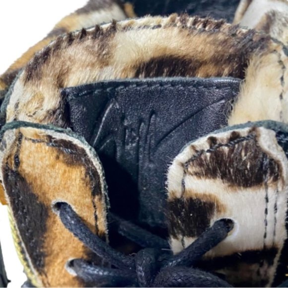 Giuseppe Zanotti Leopard Animal Print Calf Hair Wedge Sneaker Boots Sz 41 - Picture 6 of 10